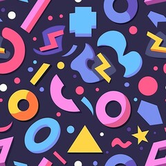 A few random symbols forming a playful grid, pastel lavender background, neon colors, bold and eyecatching