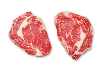 Raw ribeye steaks