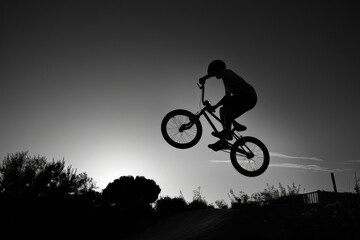 Obraz premium Sunset BMX Jump Silhouette