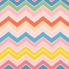 A few random zigzags, evenly spaced on a pastel pink background, clean magazine cover style, vibrant and fun, high resolution