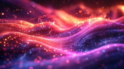 Colorful abstract waves with glowing particles, creating a vibrant, dynamic, and mesmerizing background or wallpaper.