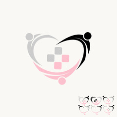 Logo design graphic concept creative abstract premium vector stock people hold happy art love swoosh scratches cross Related to medical check wellness