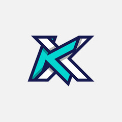 Initial Letter KX or XK Logo, Monogram Logo letter K with X combination, design logo template element, vector illustration