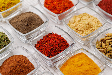 Various spices on the table
