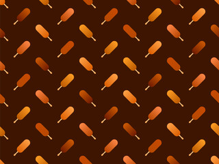 Chocolate ice cream on a stick seamless pattern. Gradient ice cream in chocolate coating on a stick. Design for covers, wallpapers, banners and posters. Vector illustration