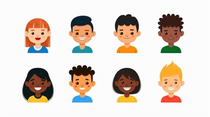 Diverse collection of illustrations depicting mens and womens faces with variations in age, race, and gender.