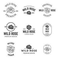 Fototapeta premium Set of Rose flower logo design illustration