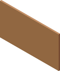 Isometric brown wooden plank for construction on a white background