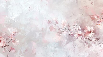 Light pink and white strokes with misty flowers and soft shimmering light