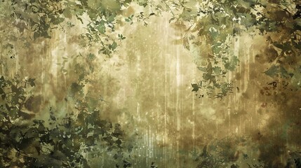 Serene background with muted moss sienna and blurry forest textures