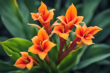 Canna lily flowers bokeh background, AI Generated