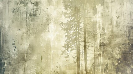 Backdrop with sweeping strokes in olive and clay blurry forest impressions light