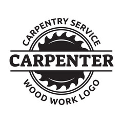 Carpentry, woodworking retro vintage vector logo design.