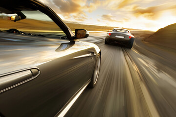 Obraz premium Sports Car in Motion with Rear Curtain Sync