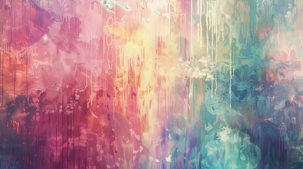 Obraz premium Muted rainbow colors with smooth strokes crystal patterns and glowing light rays in wallpaper
