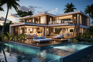 Luxurious Modern Villa with Poolside View.