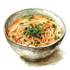 Delicious ramen noodle soup illustration.