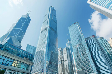 Skyscrapers in modern city, International corporations, Banks and office buildings.