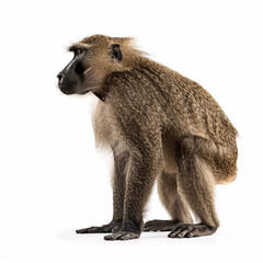 baboon sitting on a white background