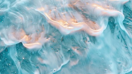 Fototapeta premium Sand blending with blue water ideal for a glowing points wallpaper
