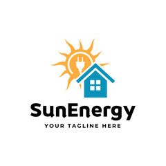 Fototapeta premium Solar Energy logo designs vector, Sun power logo