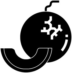 cantaloupe illustration juicy silhouette melon logo fruit icon food outline ripe green organic vegetable summer nutrition vegetarian cut tropical shape slice nature half for vector graphic background