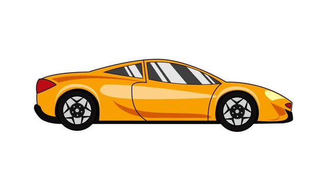 Flat design super car moving isolated on white screen - White Screen Super Car
