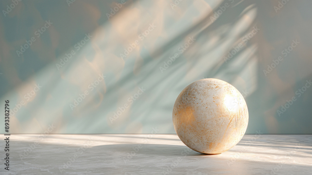 Poster minimalistic marble sphere on a light background with soft shadows creating a serene and elegant atm