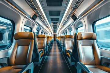 Empty seats inside a contemporary high-speed train