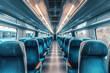 Empty seats inside a contemporary high-speed train