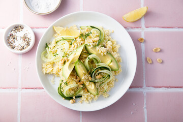 Lemon couscous with avocado and cucumber