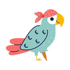 Pirate characters parrot flat style