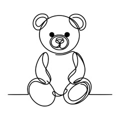 one line teddy bear vector illustration template design
