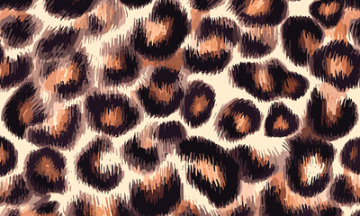 Leopard Skin Texture Pattern Vector. Seamless Animal Wildlife Skin Pattern. Leopard Fur Camouflage Background.