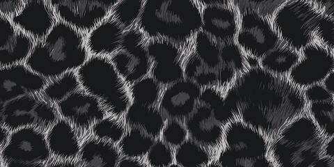 Black Leopard Skin Texture Pattern Vector. Seamless Animal Wildlife Skin Pattern. Leopard Fur Camouflage Background.