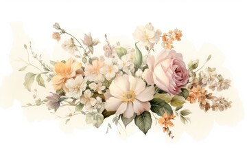Painting of flowers pattern plant rose.