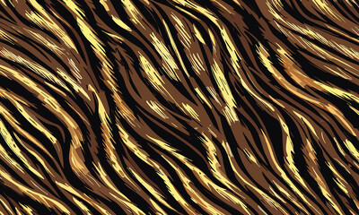 Tiger Skin Pattern Vector Illustration In Vibrant Colors. Animal Striped Skin Fur Pattern Texture Background