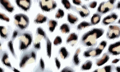 White Leopard Skin Texture Pattern Vector. Seamless Animal Wildlife Skin Pattern. Leopard Fur Camouflage Background.