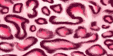 Pink Leopard Skin Texture Pattern Vector. Seamless Animal Wildlife Skin Pattern. Leopard Fur Camouflage Background.