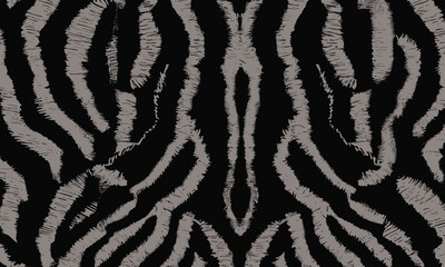 Elegant Black Tiger Skin Pattern Vector Illustration With Seamless Design. Animal Striped Skin Fur Pattern Texture Background