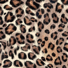 Leopard Skin Texture Pattern Vector. Seamless Animal Wildlife Skin Pattern. Leopard Fur Camouflage Background.