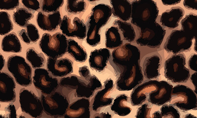Leopard Skin Texture Pattern Vector. Seamless Animal Wildlife Skin Pattern. Leopard Fur Camouflage Background.