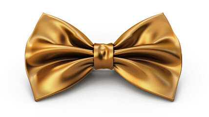 A golden bow tie on a white background