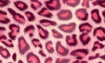 Pink Leopard Skin Texture Pattern Vector. Seamless Animal Wildlife Skin Pattern. Leopard Fur Camouflage Background.