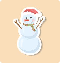 Snowman wearing santa hat smiling at night