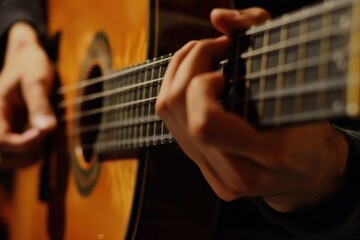 Fototapeta premium Music teacher is giving guitar lessons on how to play an instrument online