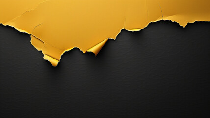 Obraz premium yellow paper torn on black background