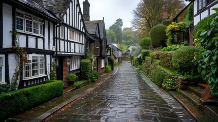 Obraz premium A village caught in a time warp where different parts of the village exist in different historical eras