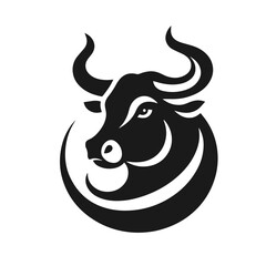 Clean black and white vector silhouette of a BULL logotype on white background