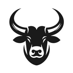 Clean black and white vector silhouette of a BULL logotype on white background